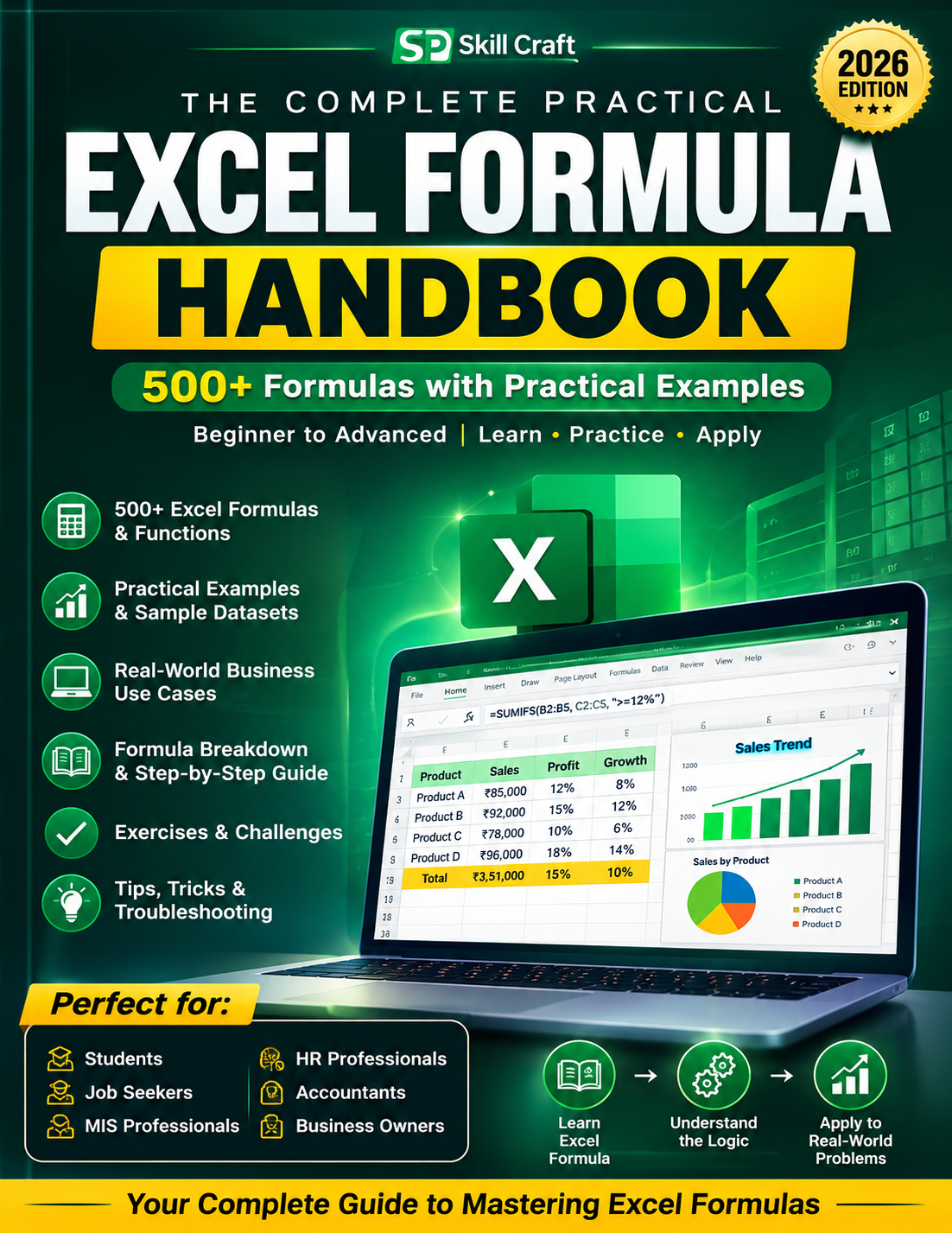 Complete Excel Formula Handbook – 500+ Formulas with Practical Examples