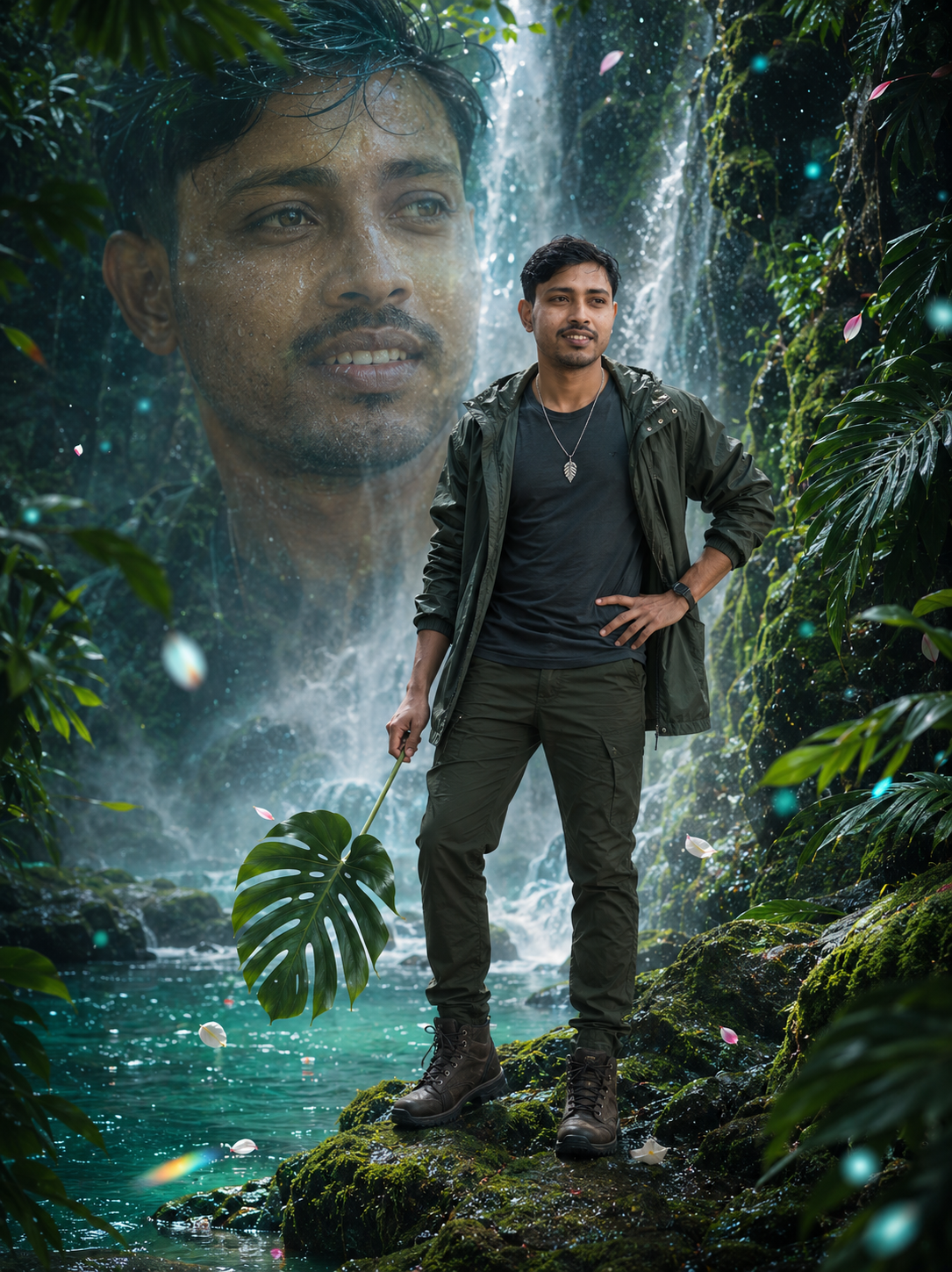 Rainforest waterfall editorial